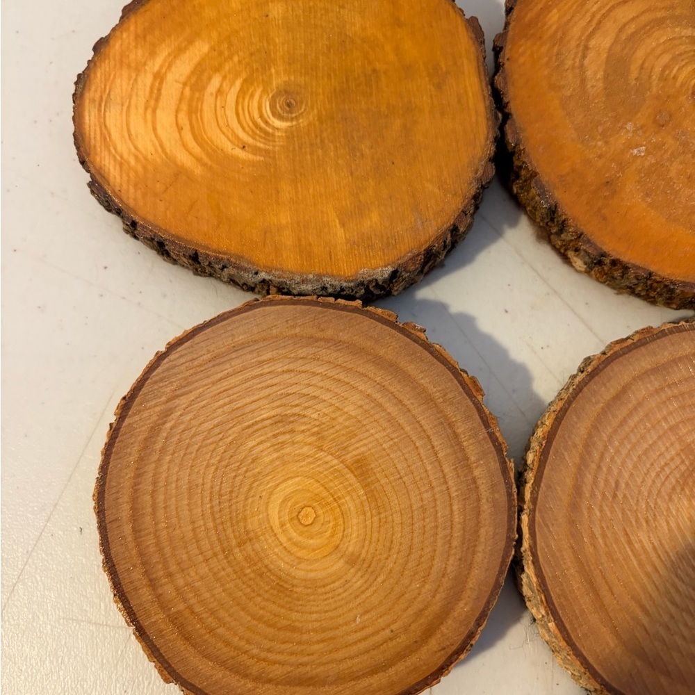 Natural Wood Slice Coasters Set - Picture 3 of 5